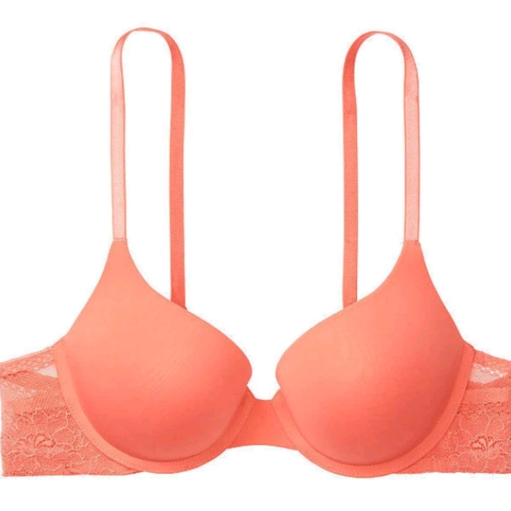 Victoria's secret t shirt lightly lined lace sides demi push up bra size 36C